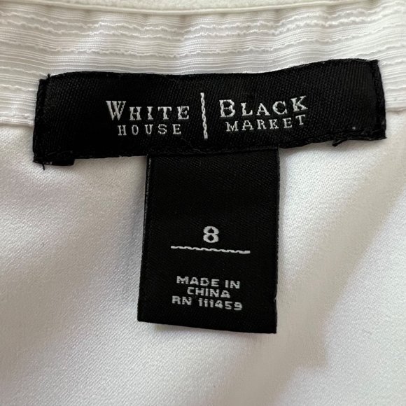 White House Black Market Strapless Dress White Fit Flare Pockets WHBM size 8 - Picture 9 of 11